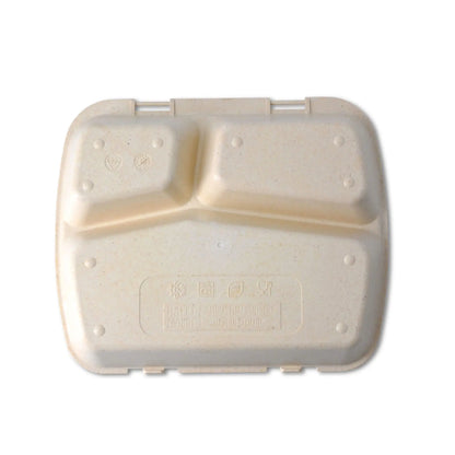 Mehrweg-Menü-Behälter "merways Box" 24,5 x 20 x 4,5 cm, 3 Kammern, HP4/3, Cashew / creme-weiß