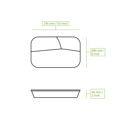 Mehrweg-Menü-Behälter "merways Box" 24,5 x 20 x 4,5 cm, 3 Kammern, HP4/3, Pfeffer / grau