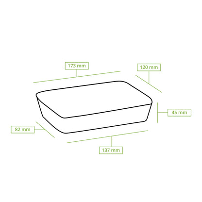 Zuckerrohr Schalen 17 x 12 x 5 cm, 500 ml, rechteckig