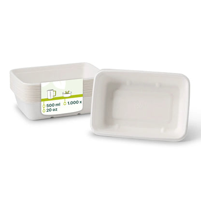 Zuckerrohr Schalen 17 x 12 x 5 cm, 500 ml, rechteckig