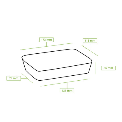 Zuckerrohr Schalen 17 x 12 x 6 cm, 650 ml, rechteckig