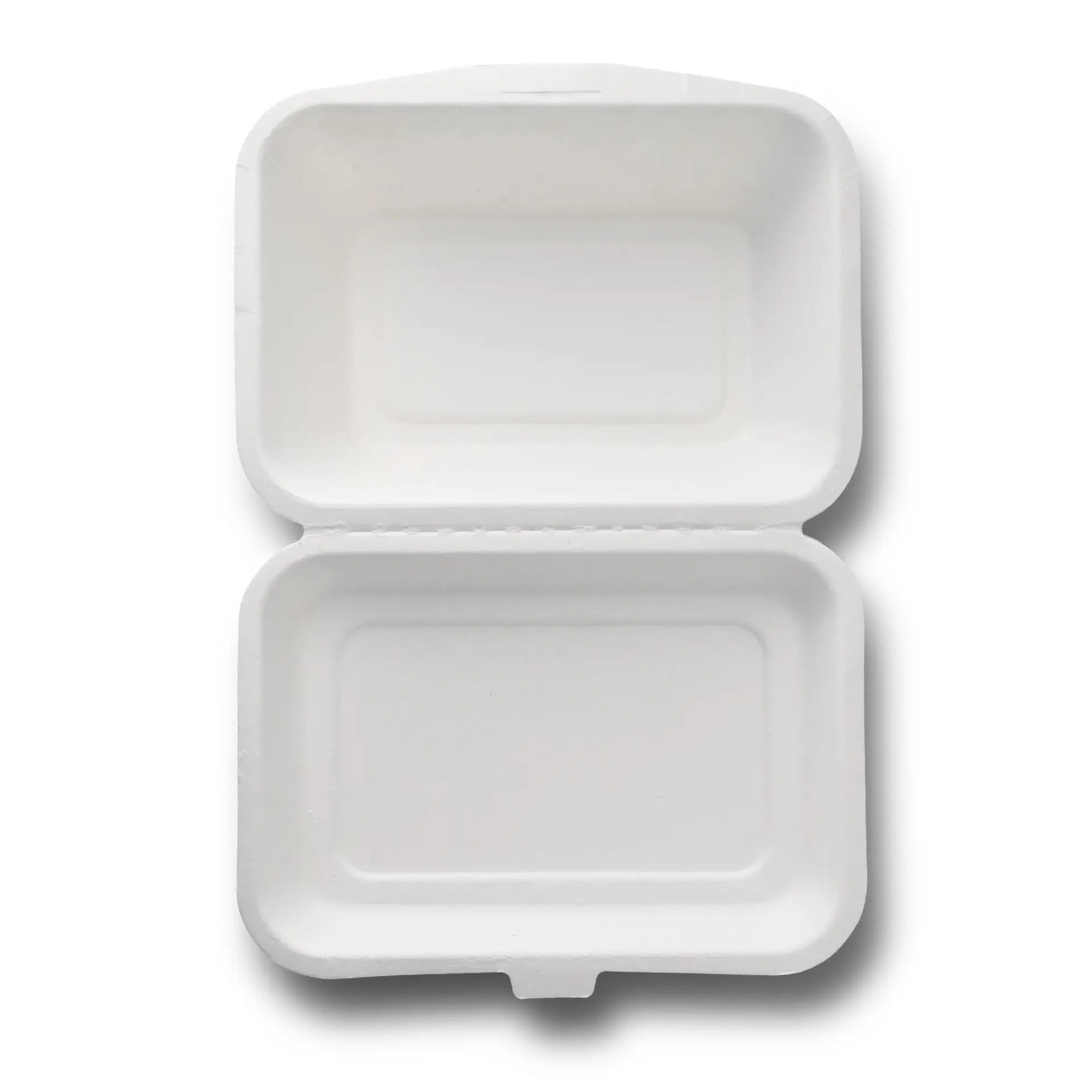 Sugarcane food containers 18.5 x 13 x 6.5 cm, hinged-lid, rectangular
