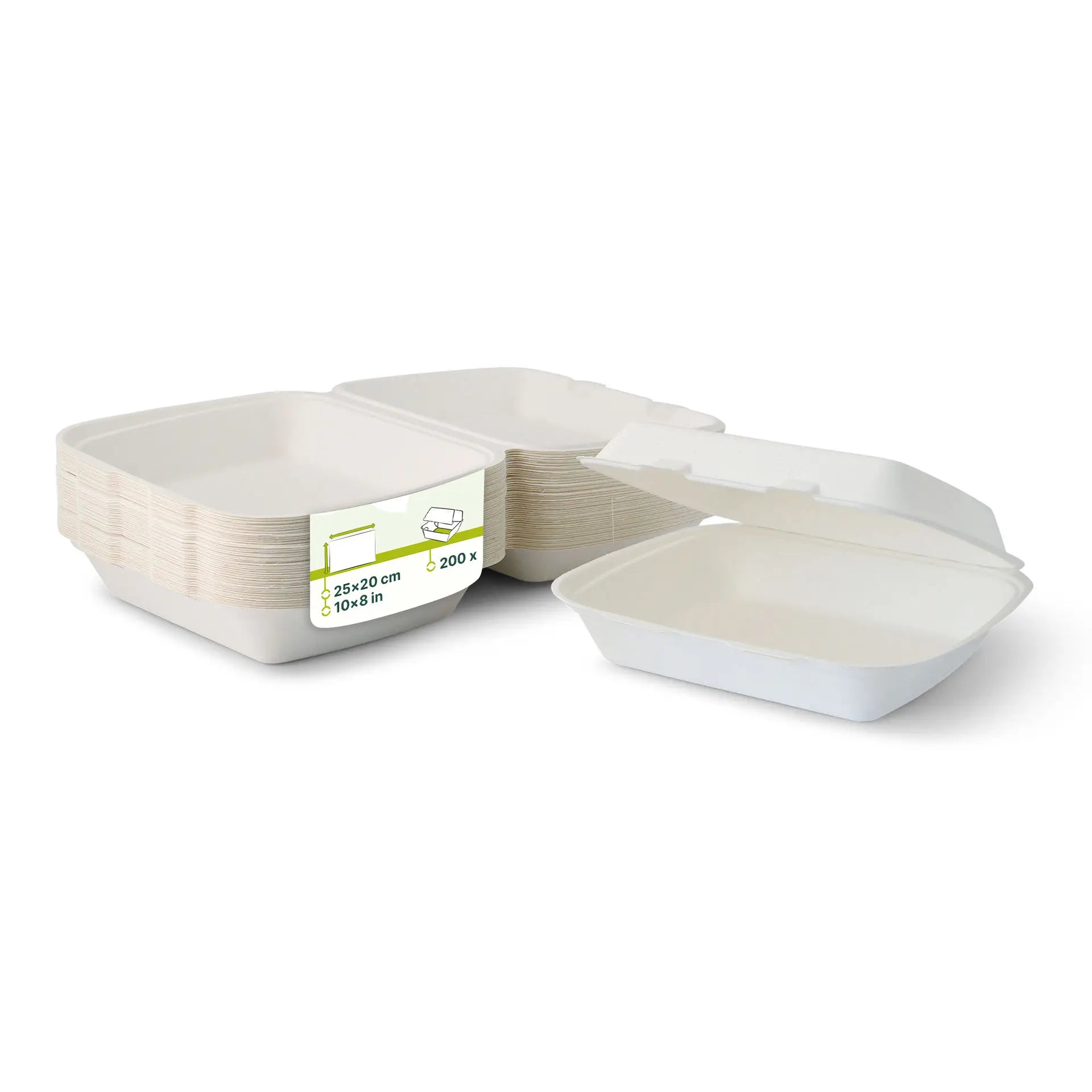 Take-away Boxen aus Zuckerrohr 25 x 20 x 7,5 cm, HP4, rechteckig