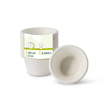 Becher aus Zuckerrohr, 50 ml, Ø 62 mm, rund