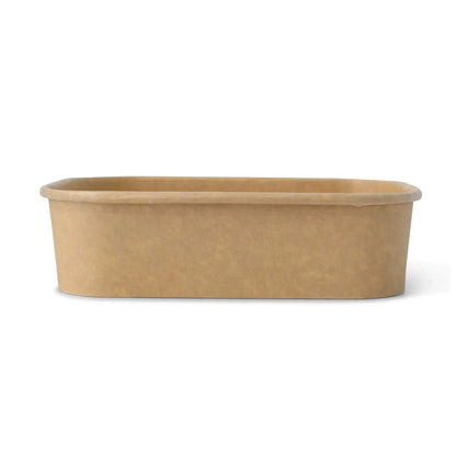 Kartonschale / Salatschale 500 ml, 17,5 x 12,5 x 4 cm, braun, rechteckig