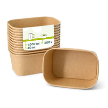 Kartonschale / Salatschale 1000 ml, 17,5 x 12,5 x 7,5 cm, braun, rechteckig