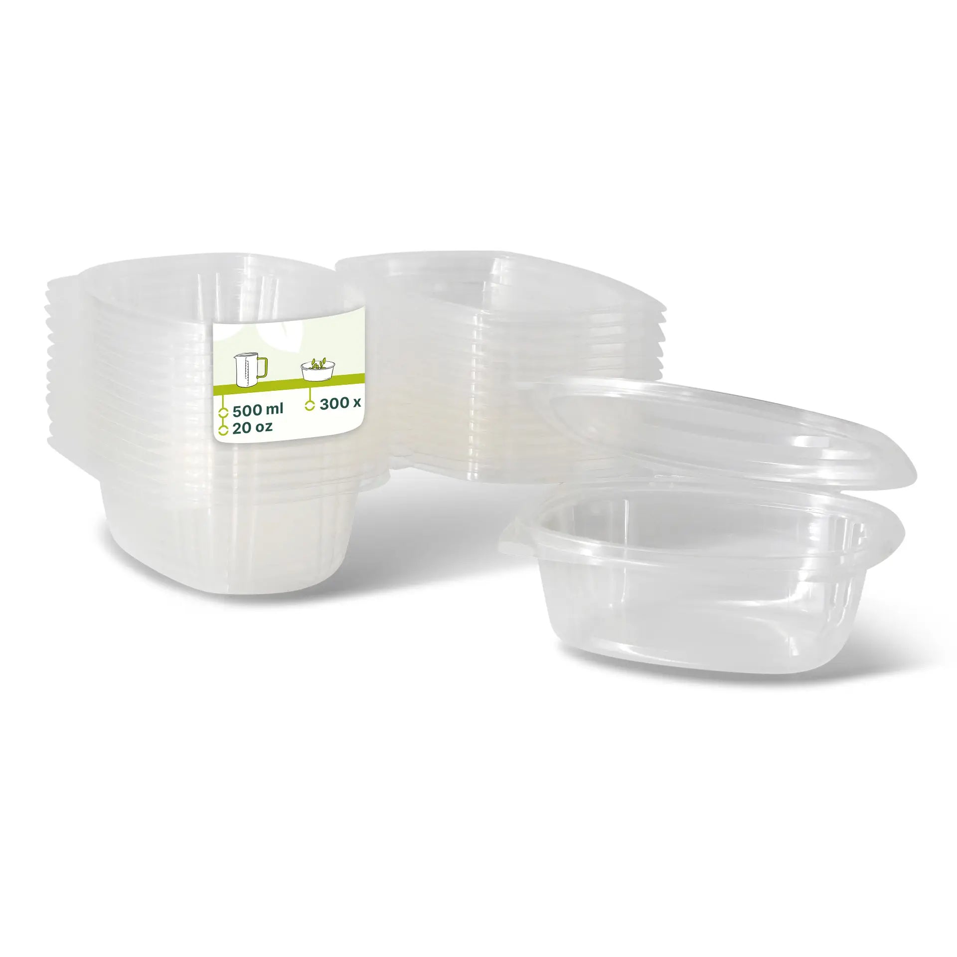 PLA-Feinkost-Schalen 500 ml, Klappdeckel, rechteckig