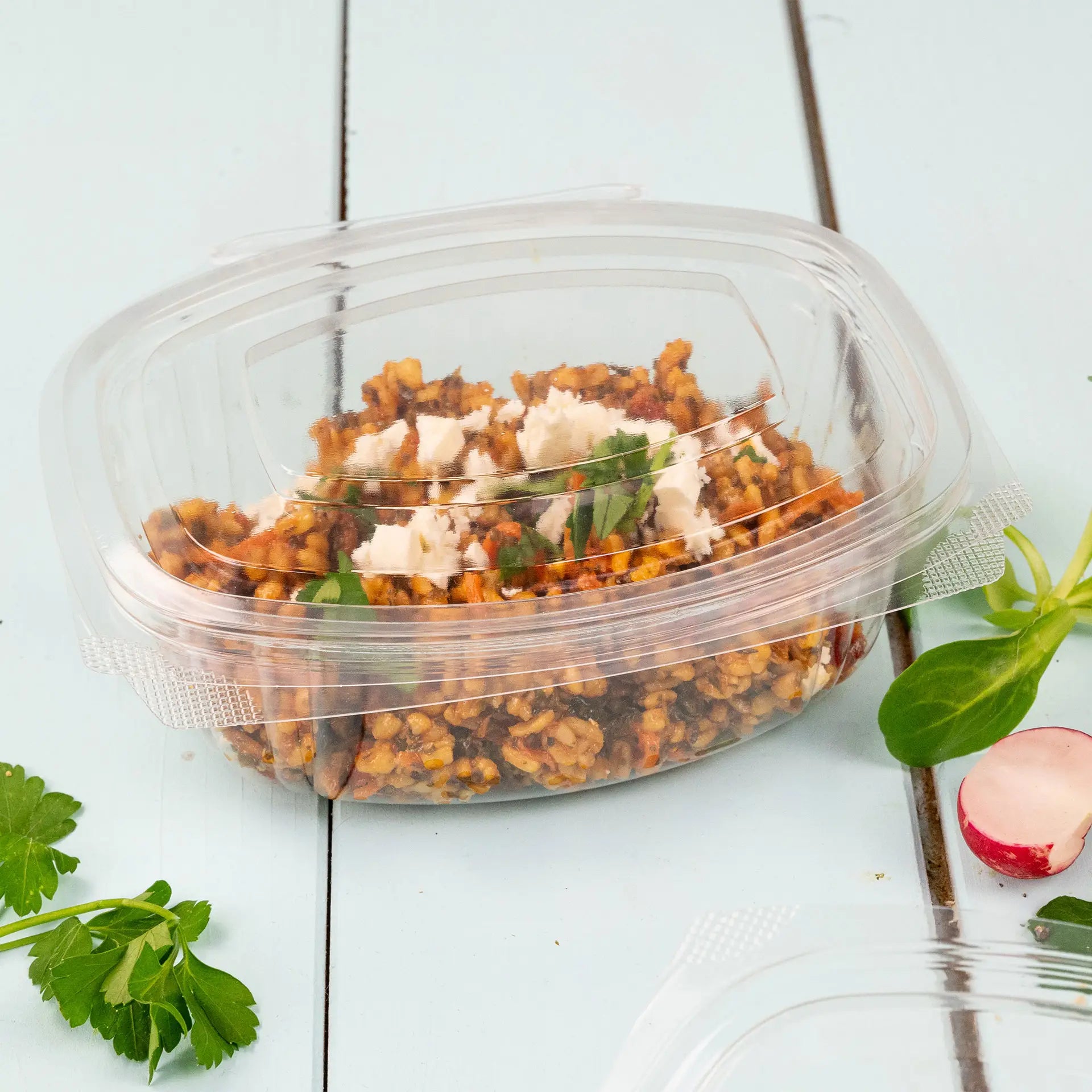 PLA Deli Bowls 500 ml, folding lid, rectangular