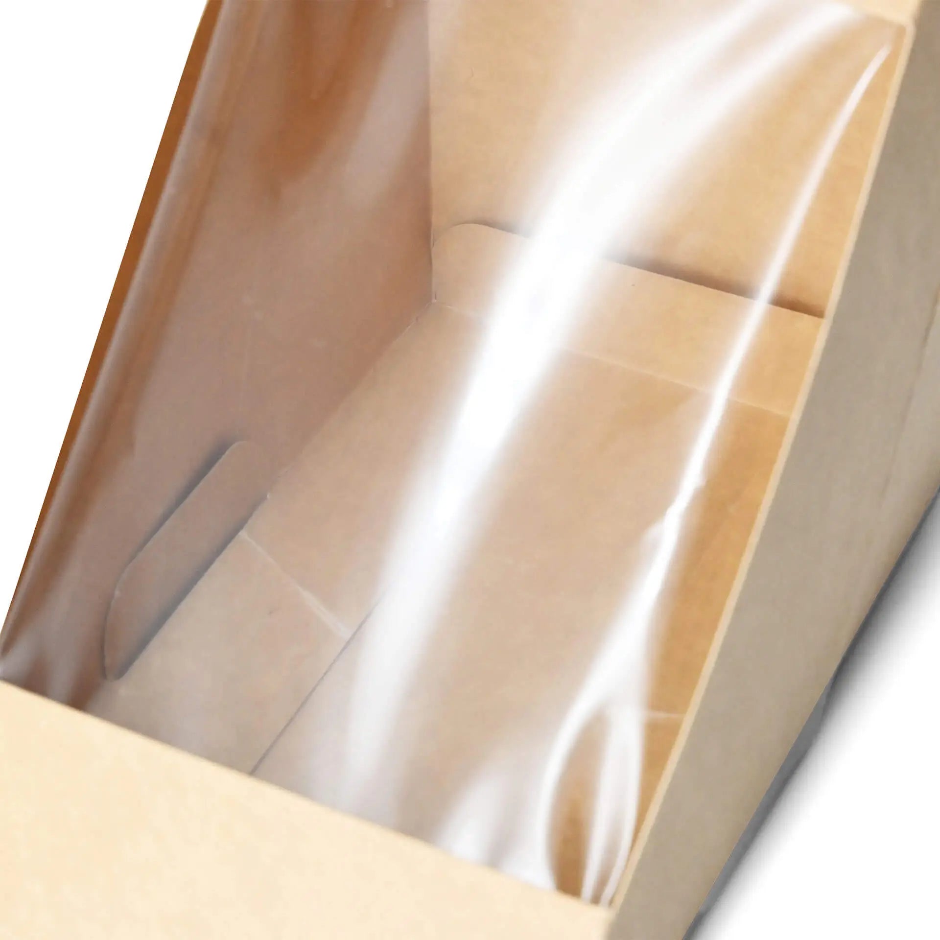 Karton-Sandwich-Boxen (bio-beschichtet), PLA-Fenster, braun