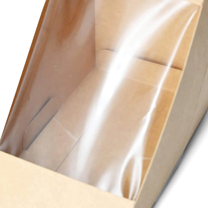 Karton-Sandwich-Boxen (bio-beschichtet), PLA-Fenster, braun