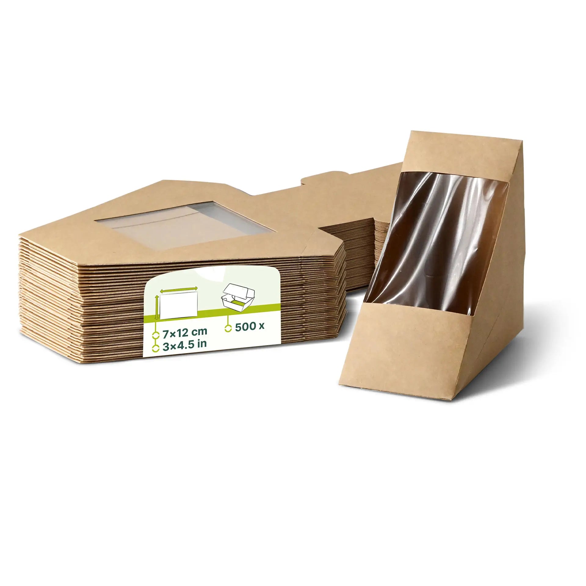 Karton-Sandwich-Boxen (bio-beschichtet), PLA-Fenster, braun
