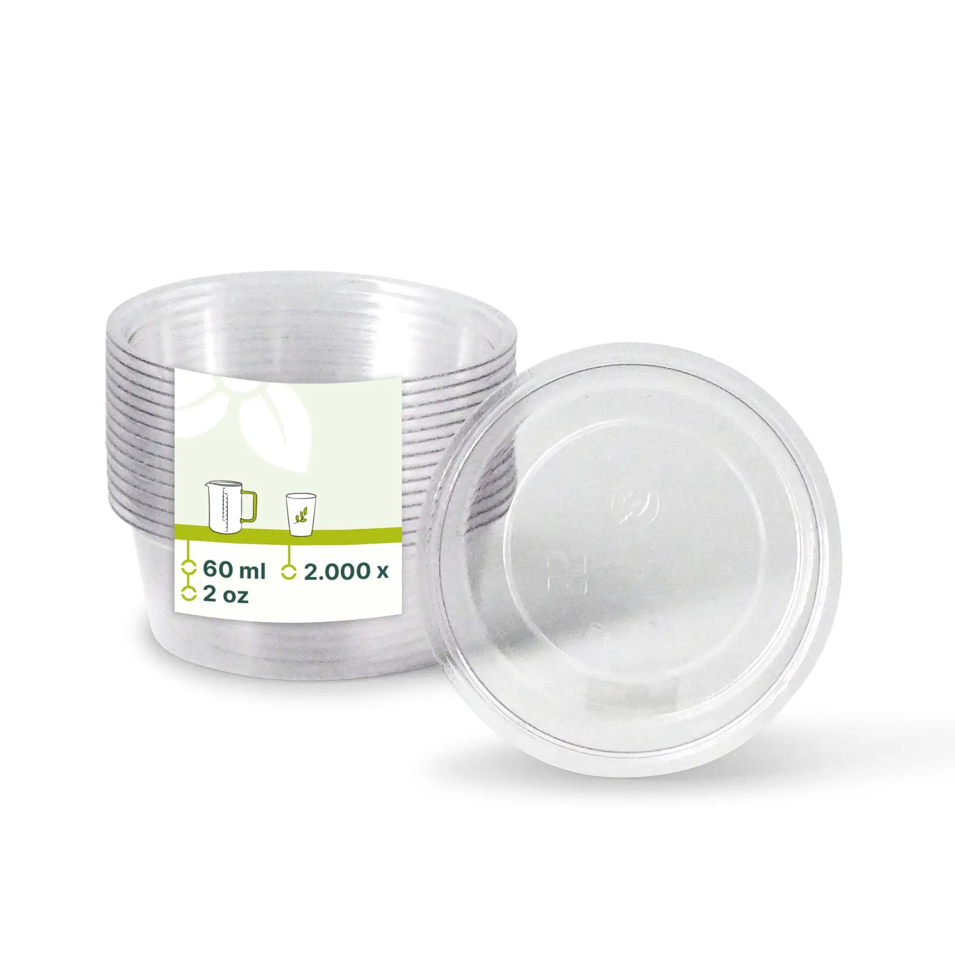 60 ml / 2 oz PLA portion cups, Ø 70 mm, clear