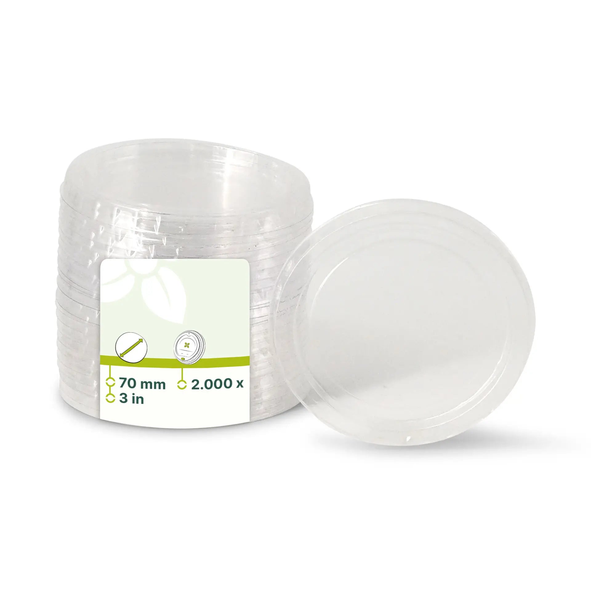 PLA lids Ø 70 mm, clear, round