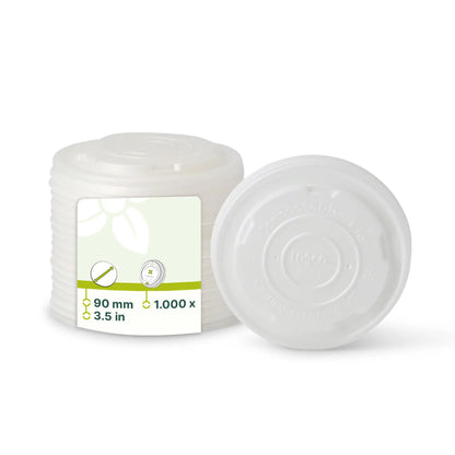 CPLA Flat Lids Ø 90 mm, white, for Universal Cups