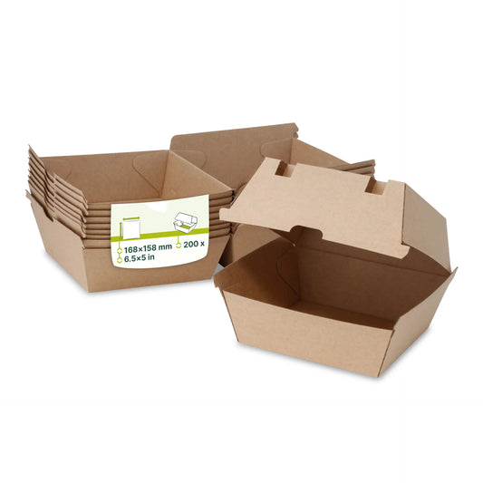 Burgerboxen 16,8 x 15,8 x 9,8 cm, Kraftkarton, braun