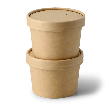 Suppenbecher to go aus Karton (Premium) 200 ml / 8 oz, Ø 90 mm, braun, bio-beschichtet