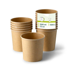Suppenbecher to go aus Karton (bio-beschichtet) 300 ml / 12 oz, Ø 90 mm, braun