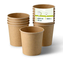 Suppenbecher to go aus Karton (Premium) 400 ml, Ø 95 mm, braun, bio-beschichtet