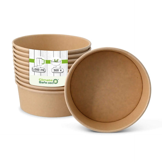 Paper-bowls (premium) 1.000 ml, Ø 185 mm, brown, round