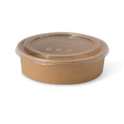 Kartonschale / Salatschale (Premium) 700 ml, Ø 185 mm braun, rund, bio-beschichtet