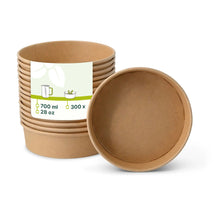 Kartonschale / Salatschale (Premium) 700 ml, Ø 185 mm braun, rund, bio-beschichtet