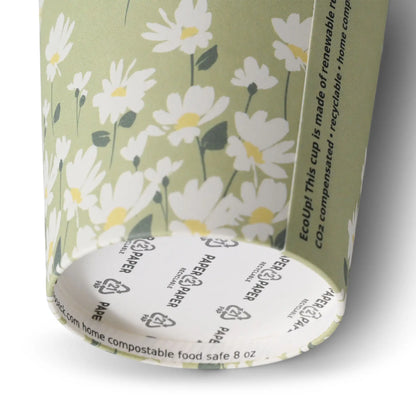 Pappbecher Frühling "Gänseblümchen" 200 ml / 8 oz, Ø 80 mm, grün