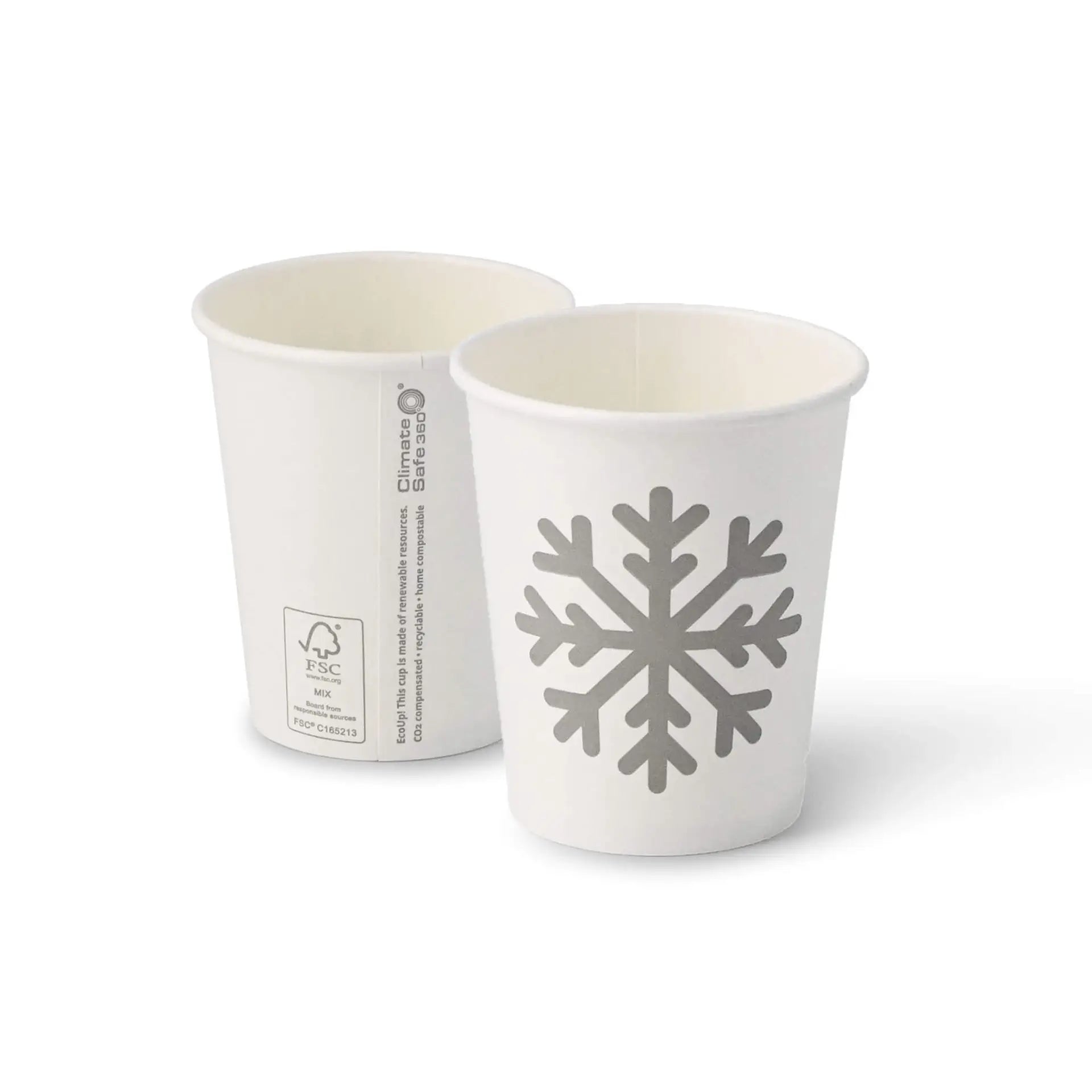 8 oz Paper cup Winter "Snowflake", Ø 80 mm, white