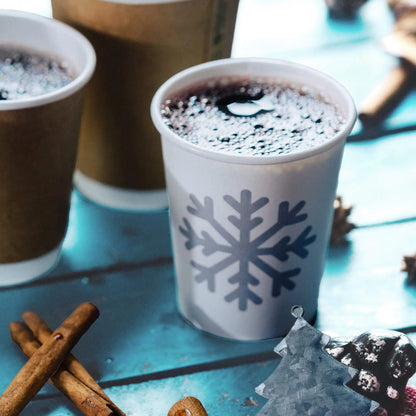 8 oz Paper cup Winter "Snowflake", Ø 80 mm, white