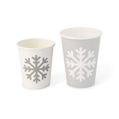 8 oz Paper cup Winter "Snowflake", Ø 80 mm, white