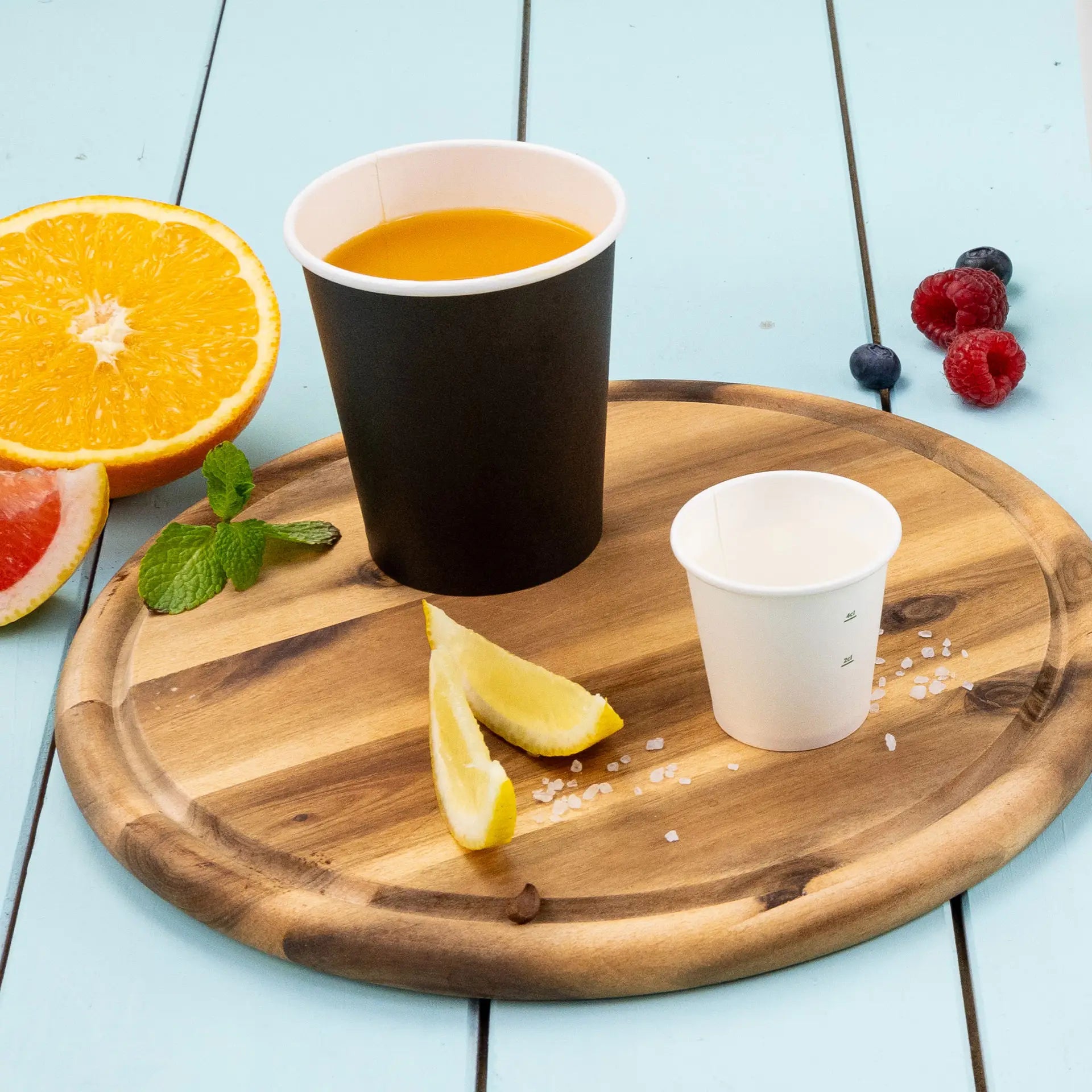 Pappbecher 200 ml / 8 oz, Ø 80 mm, einwandig, schwarz, PLA-beschichtet