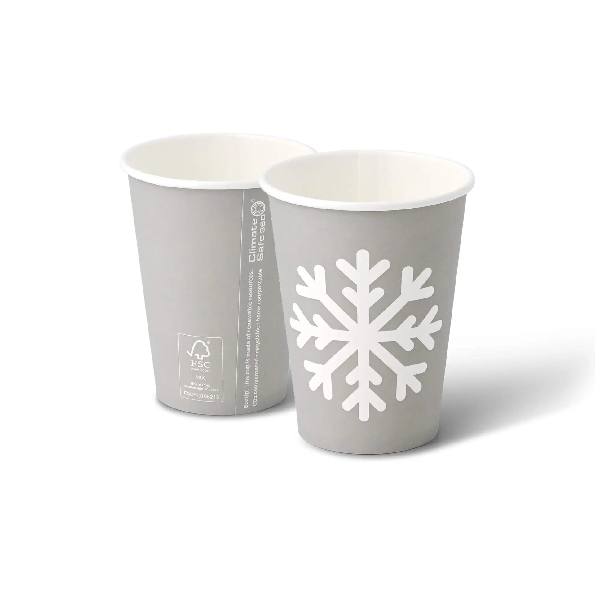 12 oz Paper cup Winter "Snowflake" , Ø 90 mm, grey