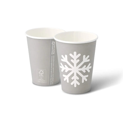 12 oz Paper cup Winter "Snowflake" , Ø 90 mm, grey