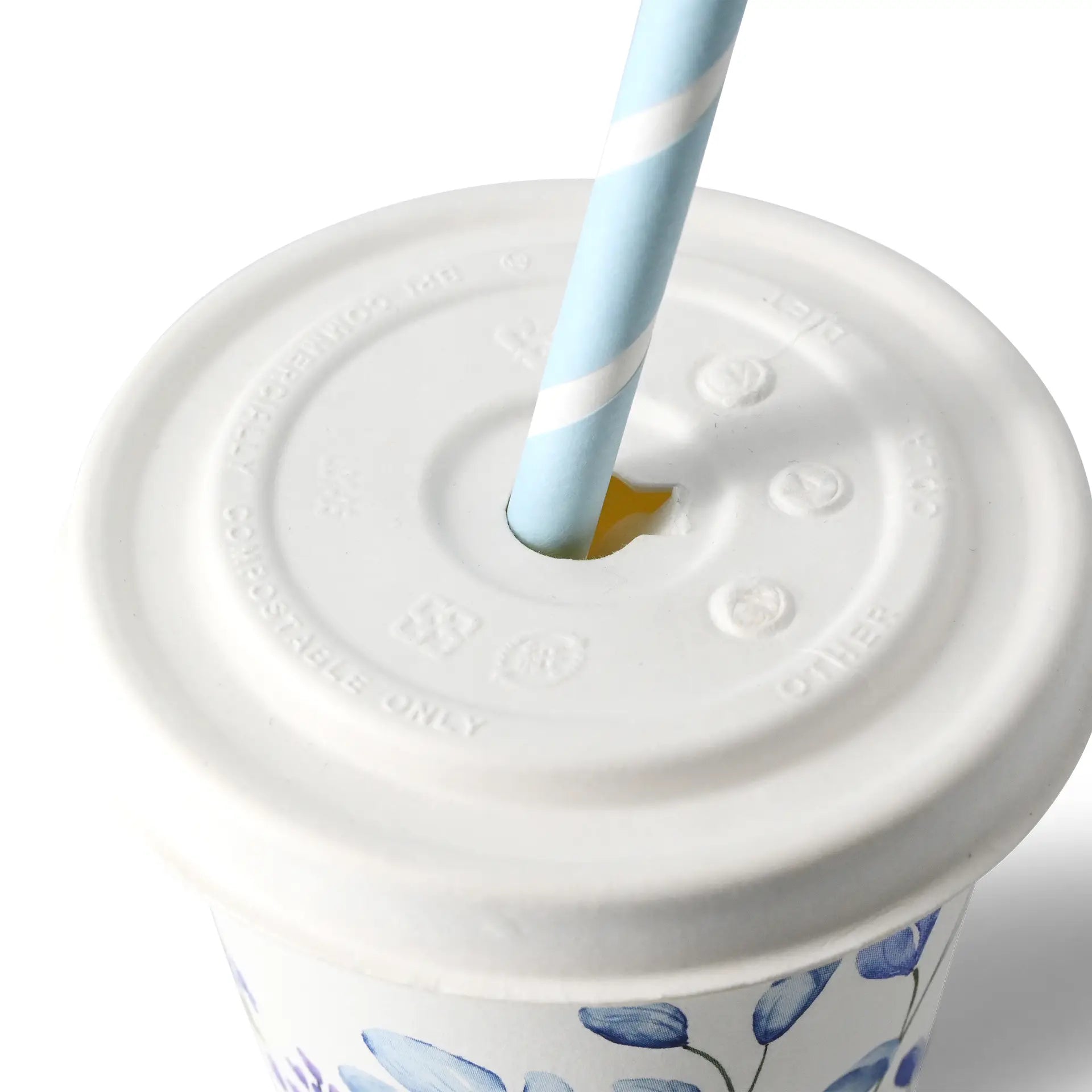 Cardboard-flat lids  Ø 90 mm, white, straw hole