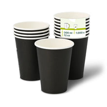 Pappbecher 300 ml / 12 oz, Ø 90 mm, schwarz