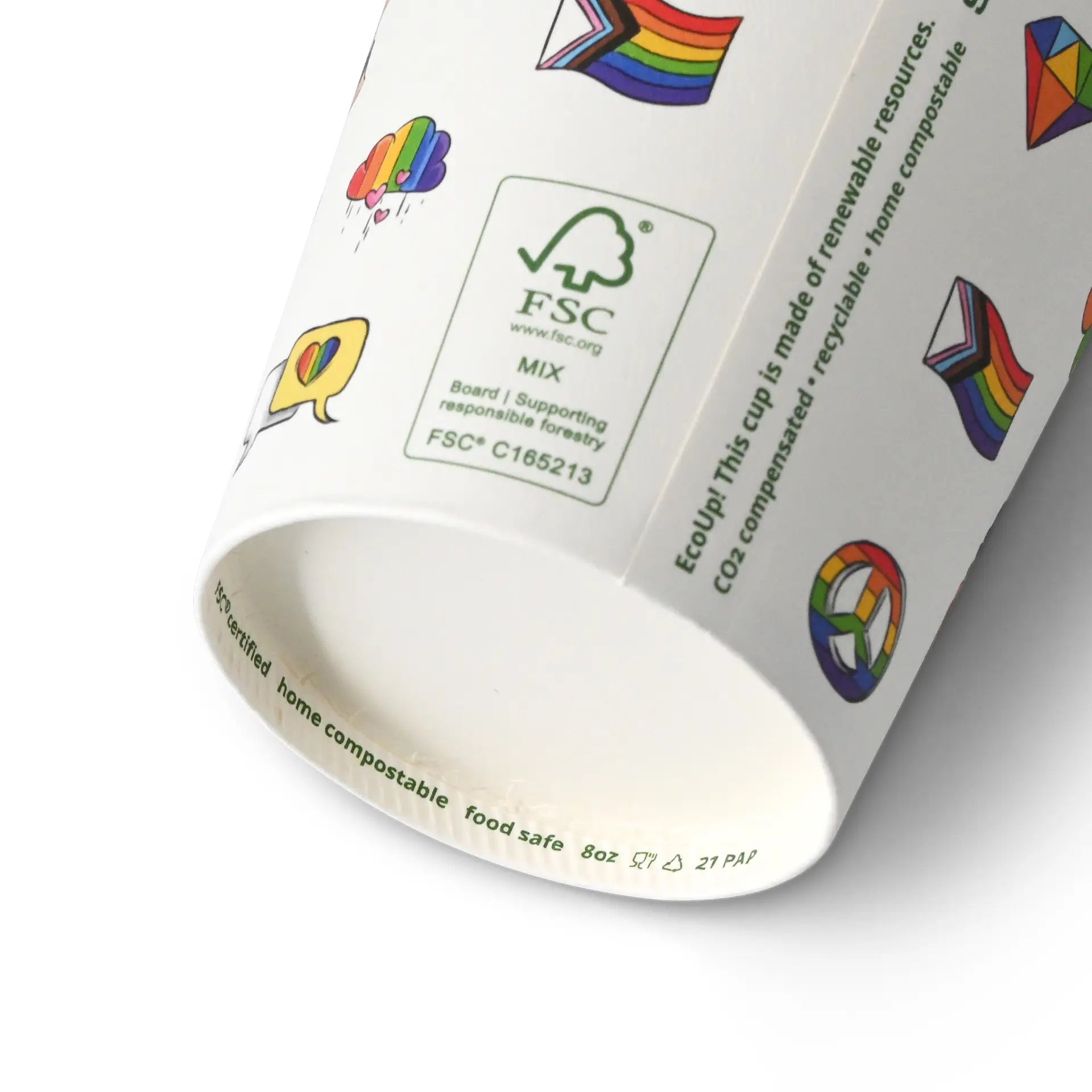 8 oz Paper cup printed with "Pride", Ø 80 mm, white