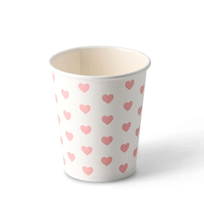 8 oz Paper cup printed with "Hearts", Ø 80 mm, white