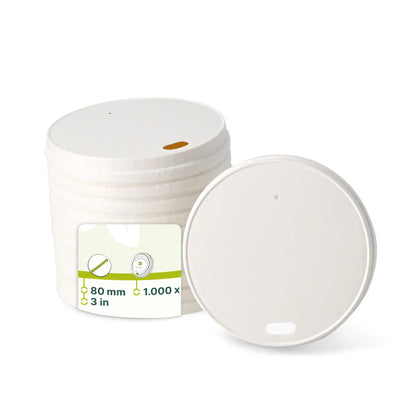 Paper lids Ø 80 mm, white, drink opening