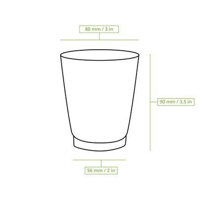 Kaffee to go Becher, 200 ml / 8 oz, Ø 80 mm, doppelwandig, weiß, PLA-beschichtet