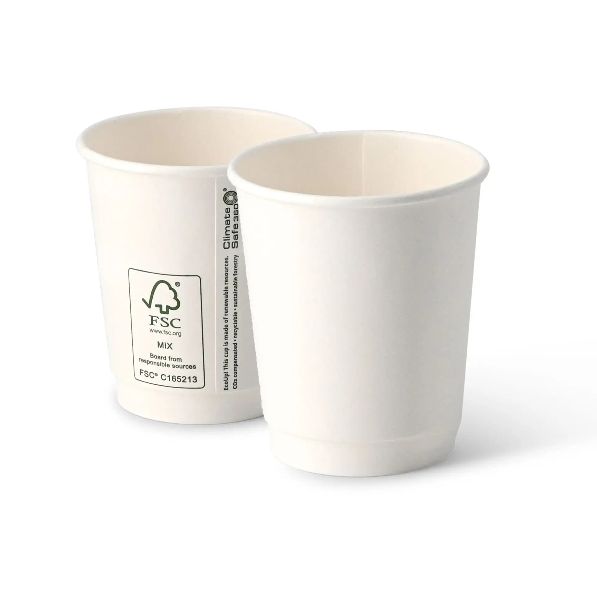 Kaffee to go Becher aus Pappe, doppelwandig, 200 ml / 8 oz, Ø 80 mm, weiß