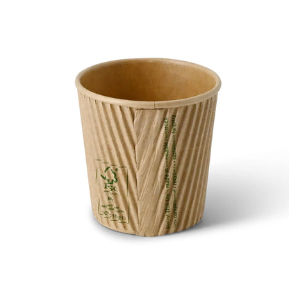 4 oz Takeaway coffee cups / Ripple cups, Ø 62 mm, kraft
