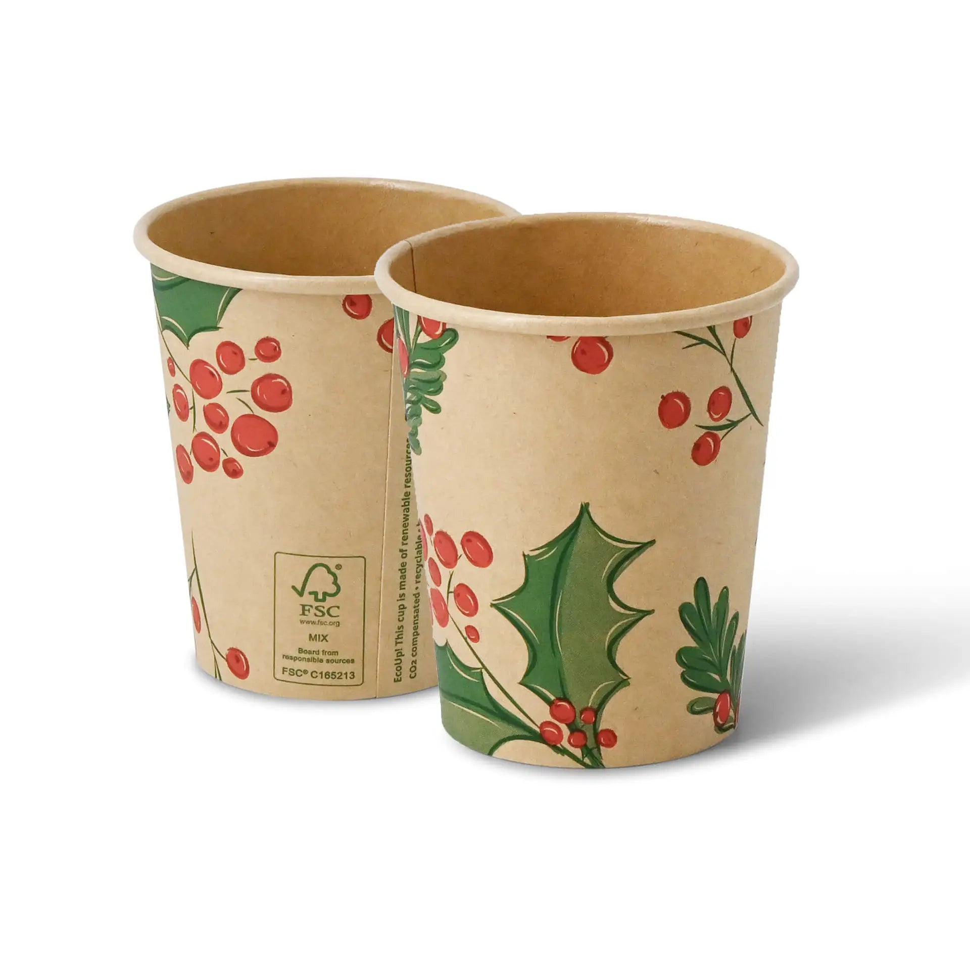 8 oz Paper cups Winter "Branches", Ø 80 mm, unbleached