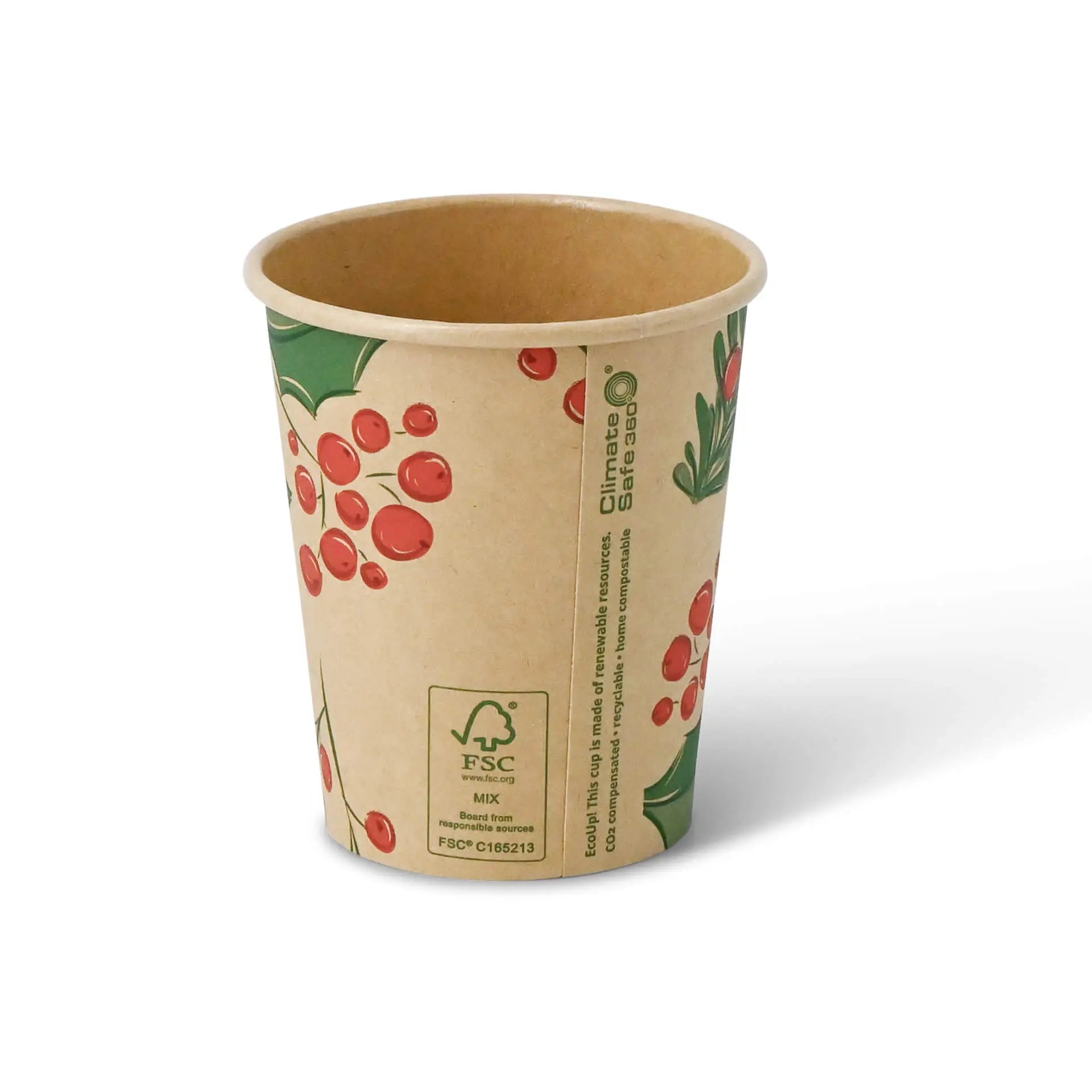 8 oz Paper cups Winter "Branches", Ø 80 mm, unbleached