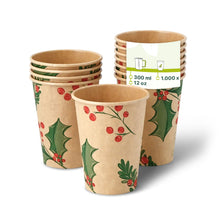 Pappbecher Winter "Zweige" 300 ml / 12 oz, Ø 90 mm, ungebleicht