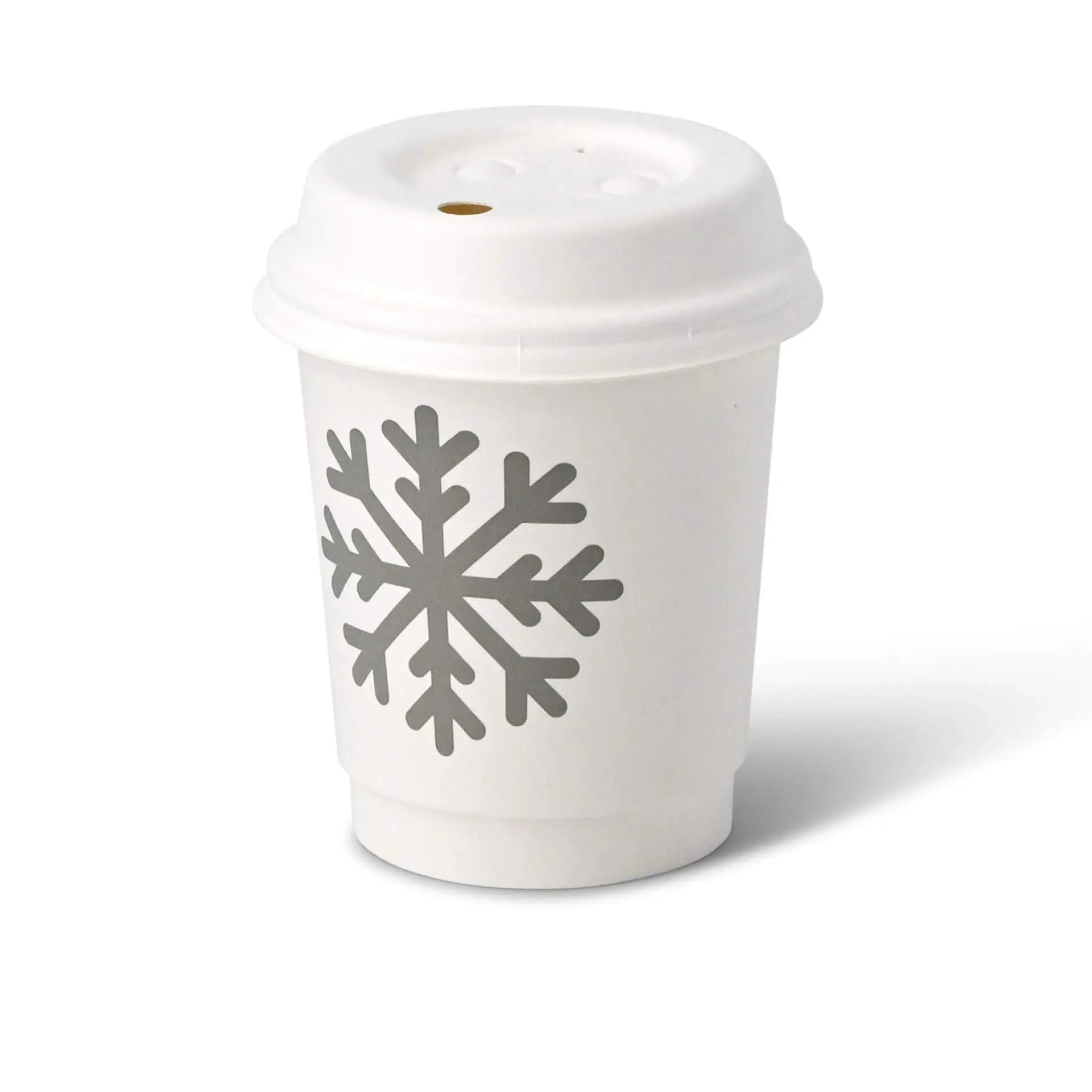 8 oz Paper cup double-walled Winter "Snowflake", Ø 80 mm, white
