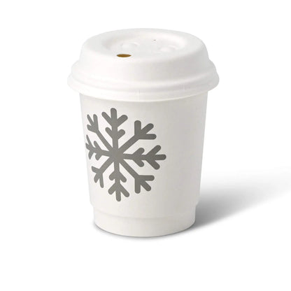 8 oz Paper cup double-walled Winter "Snowflake", Ø 80 mm, white