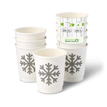 8 oz Paper cup double-walled Winter "Snowflake", Ø 80 mm, white