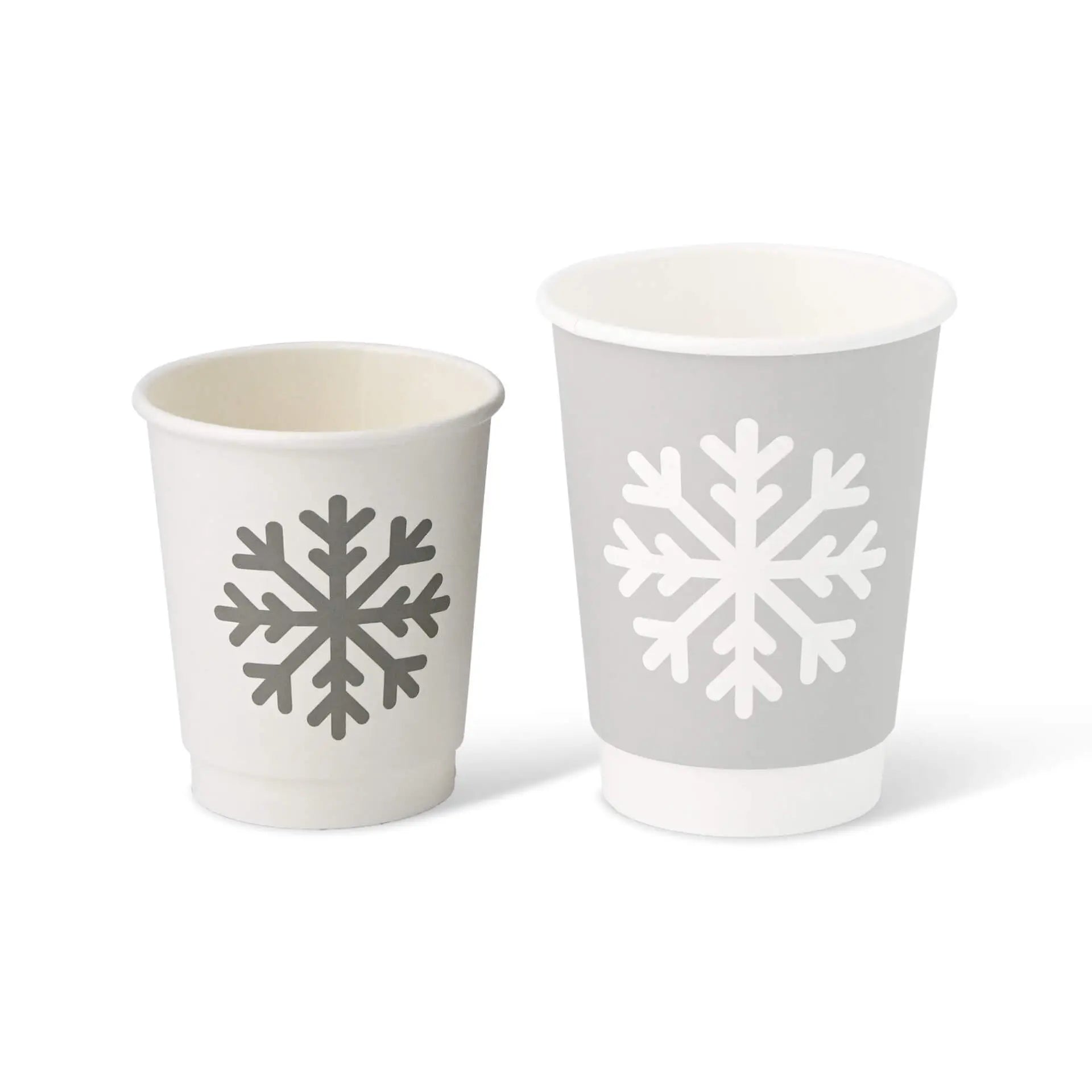 8 oz Paper cup double-walled Winter "Snowflake", Ø 80 mm, white