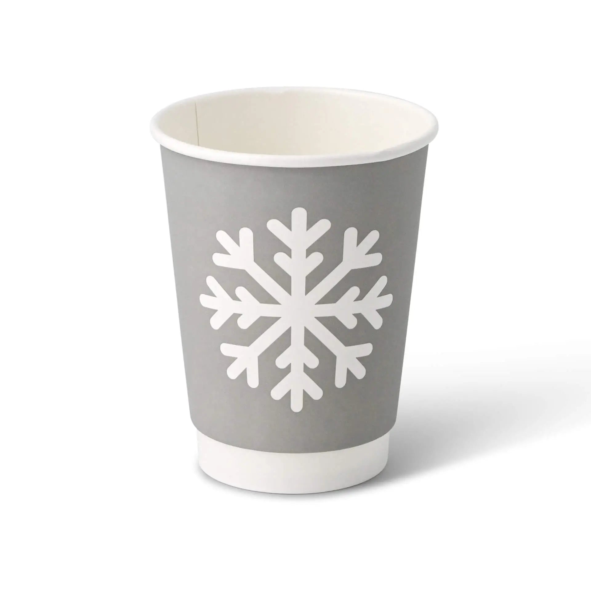 12 oz Paper cup double-walled Winter "Snowflake", Ø 90 mm, grey