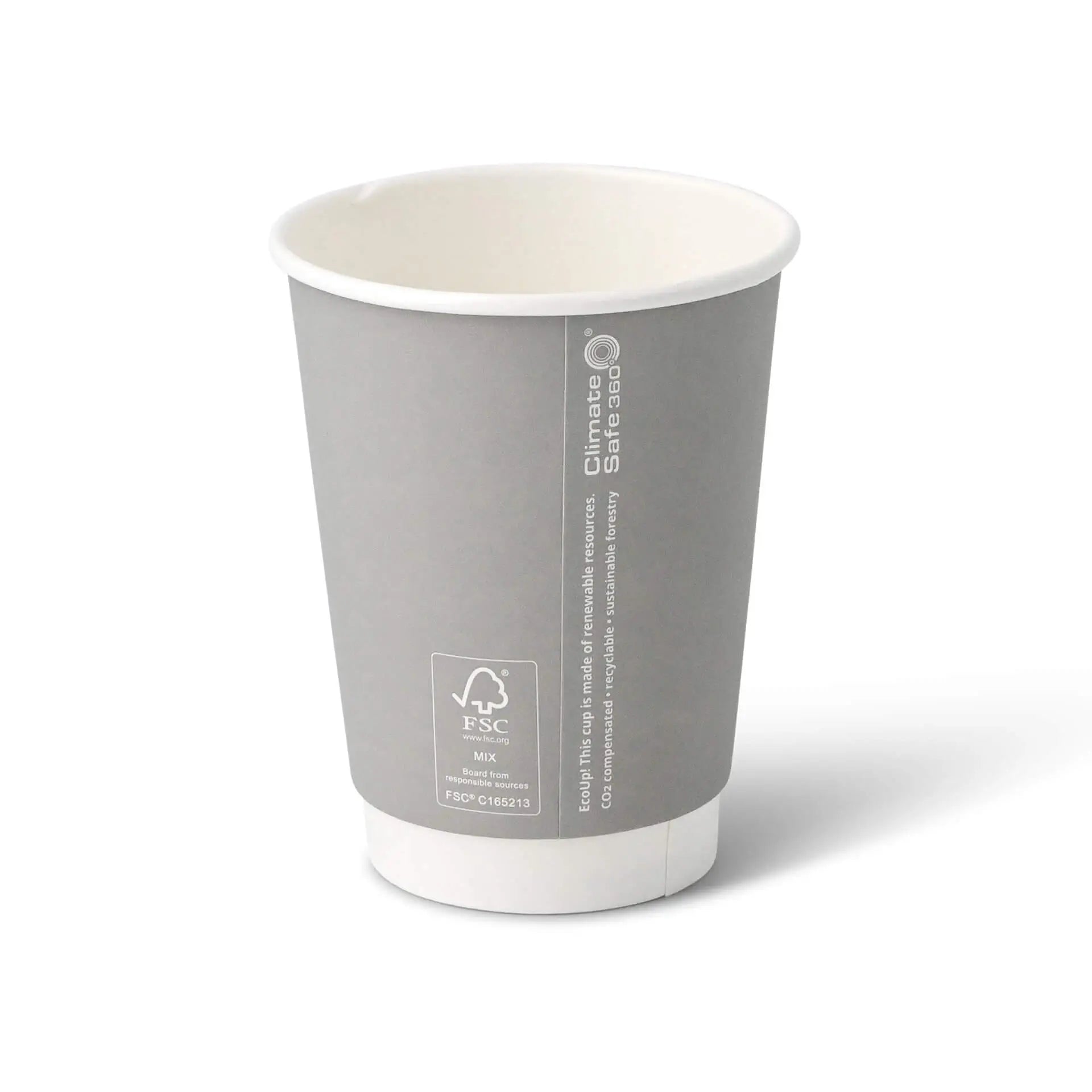 12 oz Paper cup double-walled Winter "Snowflake", Ø 90 mm, grey