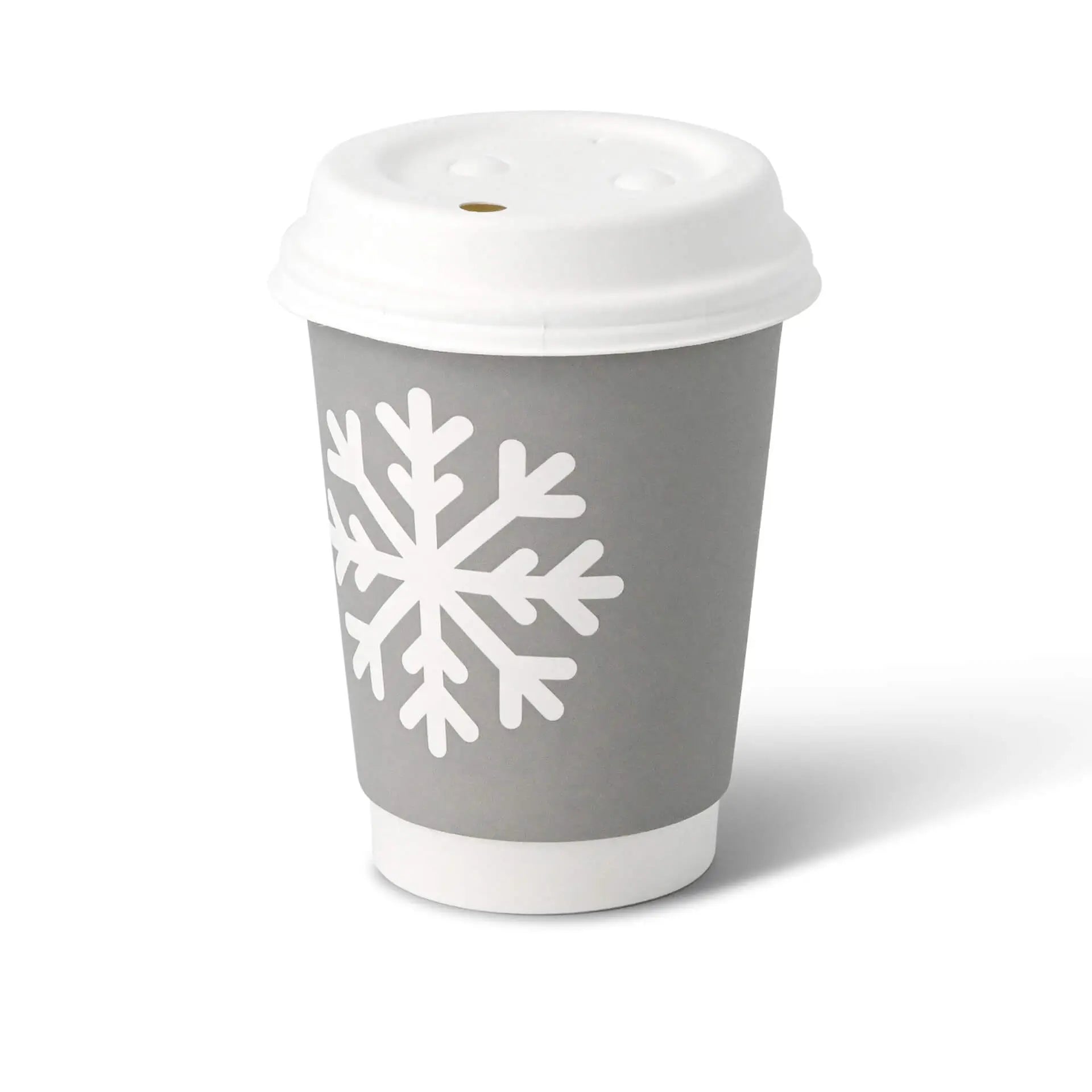 12 oz Paper cup double-walled Winter "Snowflake", Ø 90 mm, grey